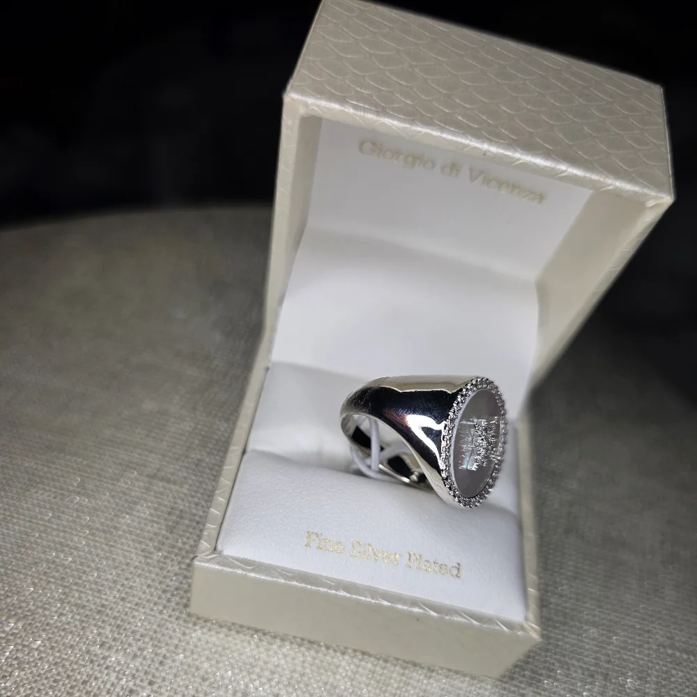 Giorgio di Vicenza Silver Starburst Ring with Mother of Pearl Size 8 - Picture 12 of 12